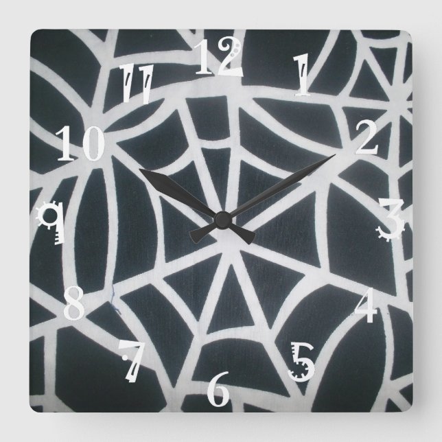 Create your own Beautiful Lovely White and Black Square Wall Clock (Front)