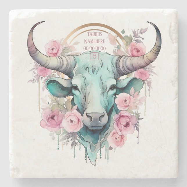 Create Your Own Beautiful Taurus Zodiac Stone Coaster (Front)