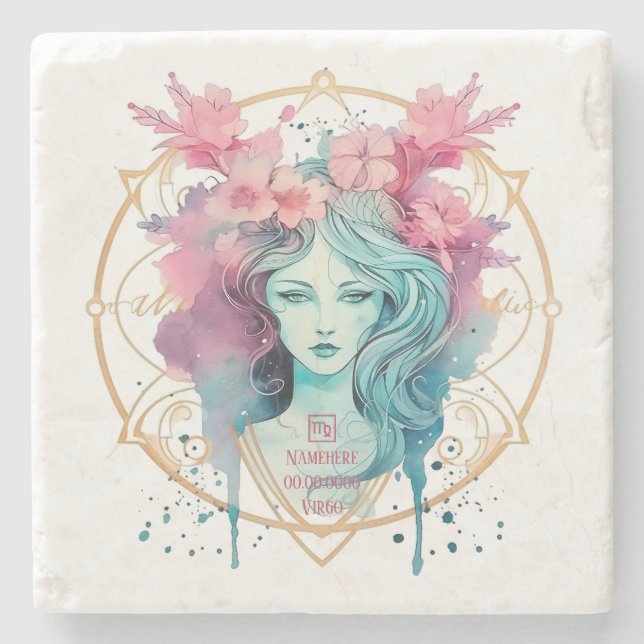 Create Your Own Beautiful Virgo Zodiac Stone Coaster (Front)