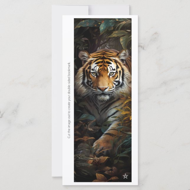 Create Your Own Bengal Tiger Floral Bookmark Card (Front)