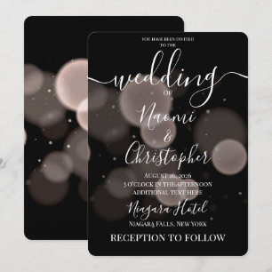 Create Your Own Big Bold Bokeh on Black Wedding Invitation