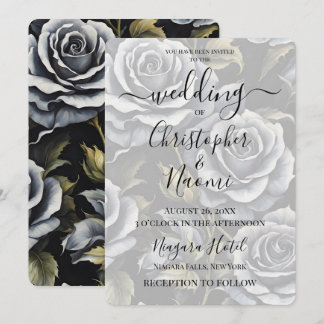 Create Your Own Big Bold Grey Roses Invitation