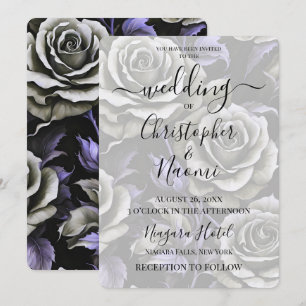 Create Your Own Big Bold Grey Roses Invitation