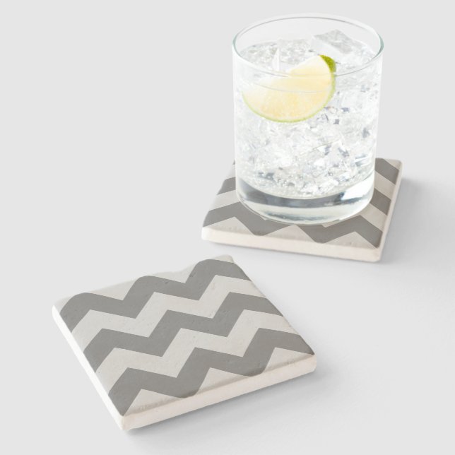 Create Your Own Big Charcoal Zigzag Pattern Stone Coaster (Side)