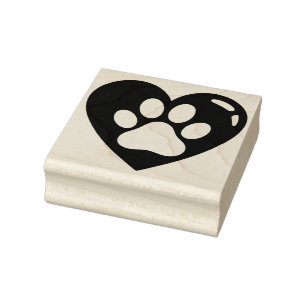 Create Your Own Big Paw Print Heart Balloon Rubber Stamp