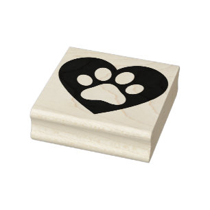 Create Your Own Big Paw Print Heart Pet Love Rubber Stamp