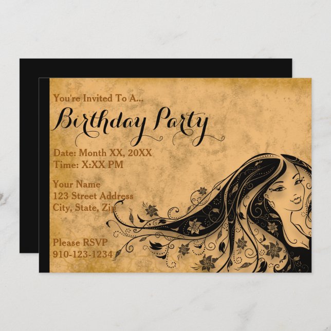 Create Your Own Birthday Party Invitation (Front/Back)