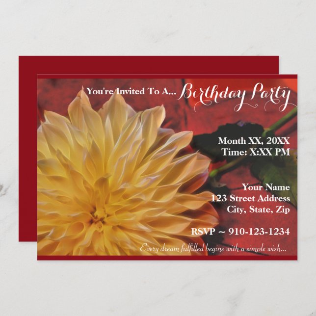 Create Your Own Birthday Party Invitation (Front/Back)