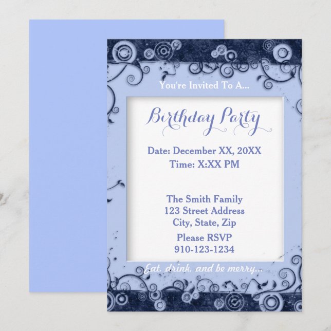 Create Your Own Birthday Party Invitation (Front/Back)