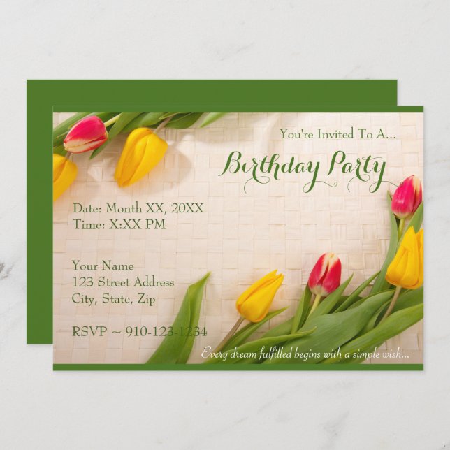 Create Your Own Birthday Party Invitation (Front/Back)