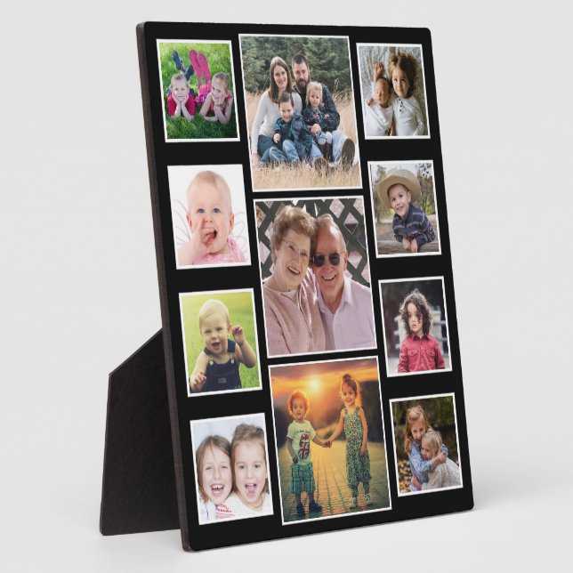 Create Your Own Black 11 Family Photo Collage  Plaque (Side)