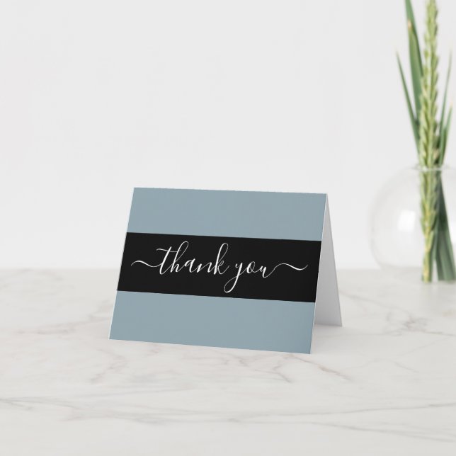 Create Your Own Black Belt Solid Colour Thank You Card (Front)