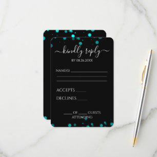 Create Your Own Black Bokeh Border RSVP Card