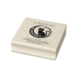 Create Your Own Black Cat Sun Moon Vines Rubber Stamp