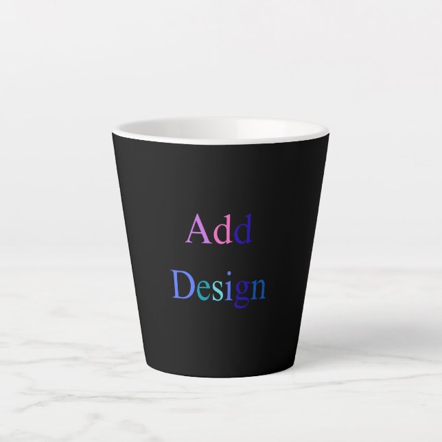  Create Your Own Black Custom Design Latte Mug (Front)