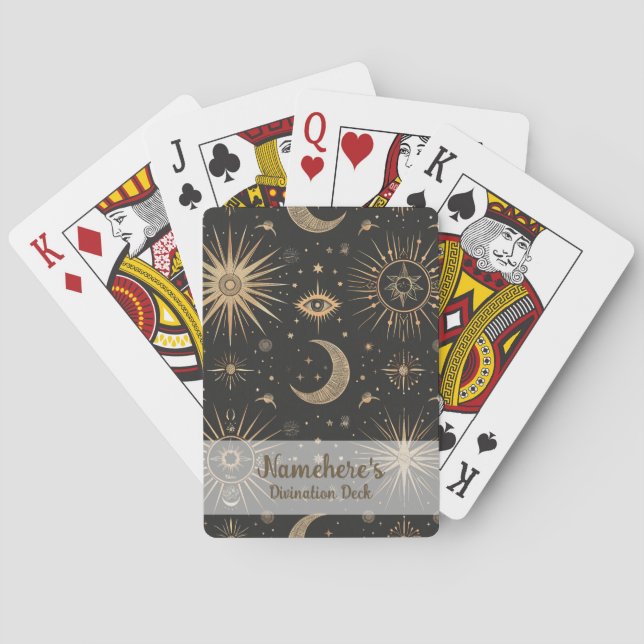 Create Your Own Black & Gold Celestial Magical Eye Playing Cards (Back)
