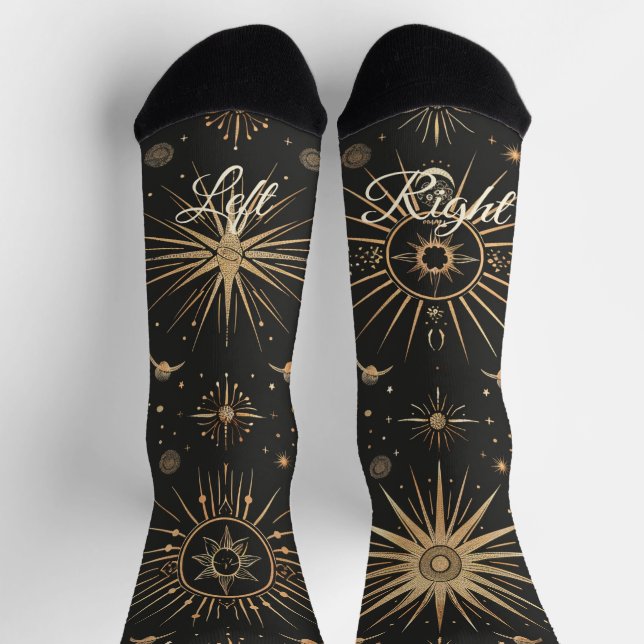 Create Your Own Black & Gold Celestial Magical Eye Socks (Top)