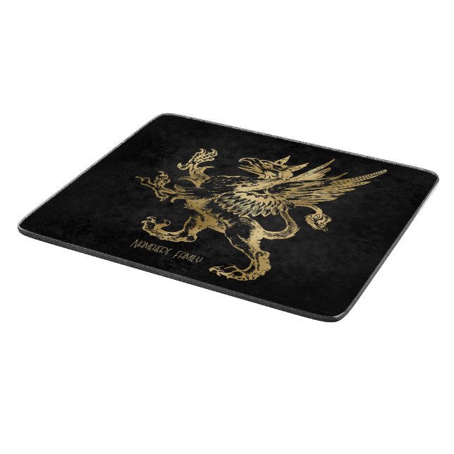 Create Your Own Black & Gold Gothic Griffin Cutting Board (Corner)