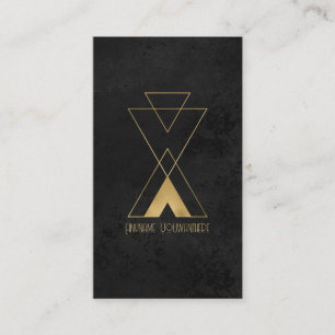 Create Your Own Black & Gold Mystical Triangles Business Card