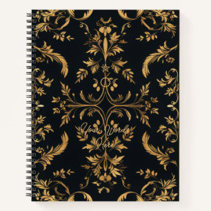 Create Your Own Black & Gold Ornamental Floral Notebook