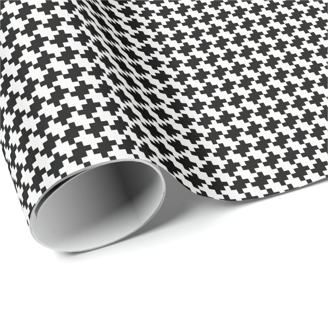 Create Your Own Black Houndstooth Squares Pattern Wrapping Paper (Roll Corner)