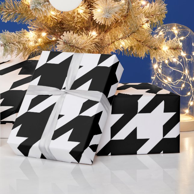 Create Your Own Black Houndstooth Wrapping Paper (Holidays)