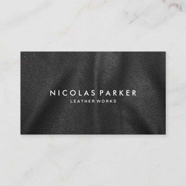 Create Your Own Black Leather Business Card (Front)