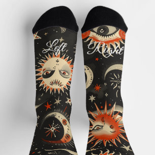 Create Your Own Black Orange Celestial Socks