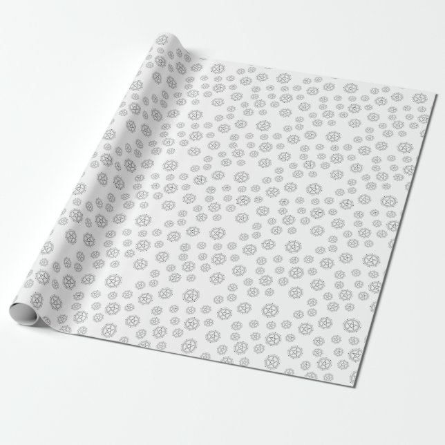 Create Your Own Black Pentacles White Wrapping Paper (Unrolled)