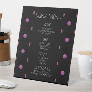 Create Your Own Black & Pink Polkadots Drink Menu Pedestal Sign