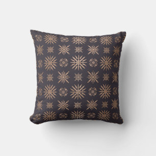 Create Your Own Black & Rose Gold Snowflake Motifs Cushion