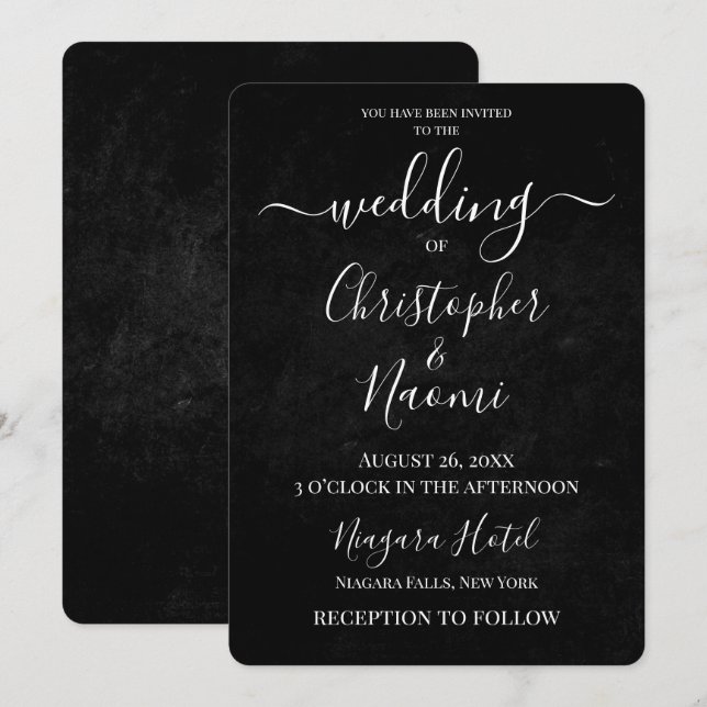 Create Your Own Black Texture Invitation (Front/Back)