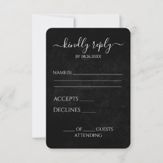 Create Your Own Black Texture Wedding RSVP Card