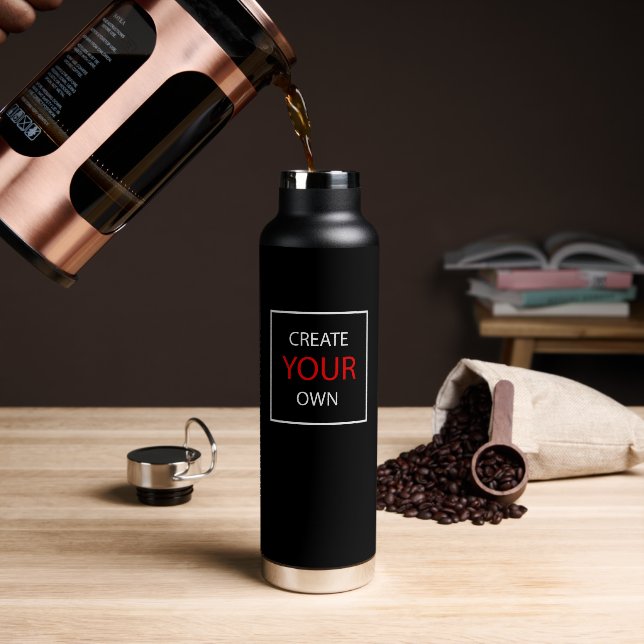 Create Your Own Black Vacuum Insulated / Custom Water Bottle (Coffee)