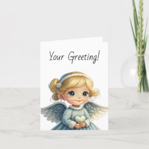 Create Your Own Blonde Blue Angel Christmas Holiday Card