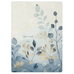 Create Your Own Blue & Beige Floral Minimalist Clipboard