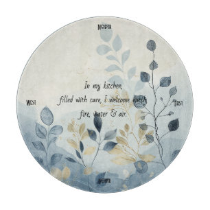 Create Your Own Blue & Beige Floral Minimalist Cutting Board