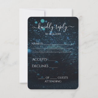 Create Your Own Blue Dust Explosion Wedding RSVP Card