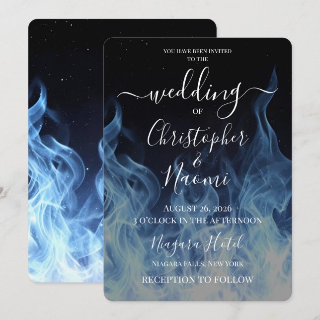 Create Your Own Blue Fire Wedding Invitation (Front/Back)