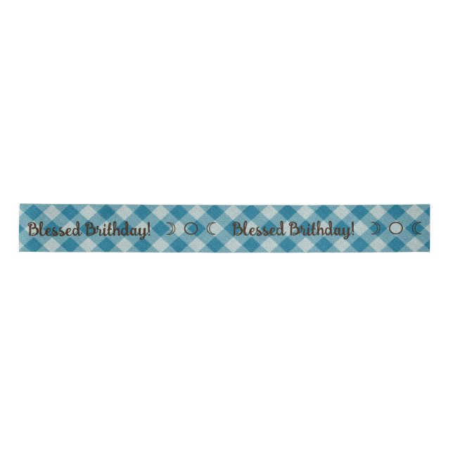 Create Your Own Blue Gingham Satin Ribbon (Front)