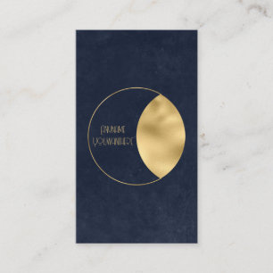Create Your Own Blue & Gold Gibbous Moon Business Card