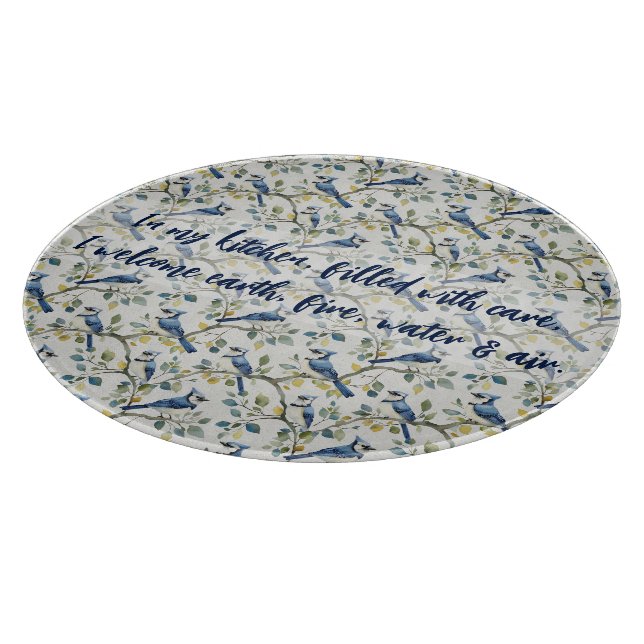 Create Your Own Blue Jay Songbirds Spring Cutting Board (Corner)