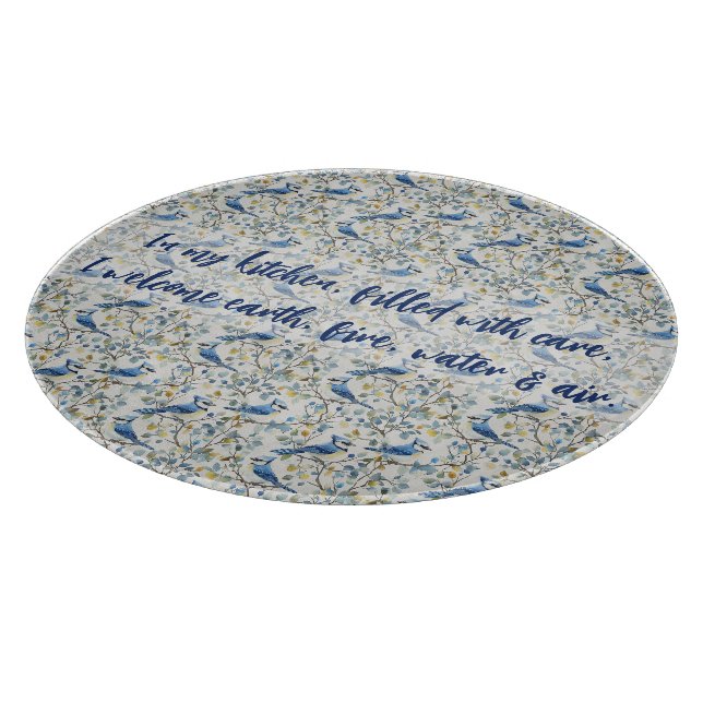 Create Your Own Blue Jay Songbirds Springtime Cutting Board (Corner)