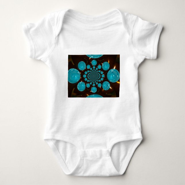 Create Your Own Blue Lights Kaleidoscope  Baby Bodysuit (Front)