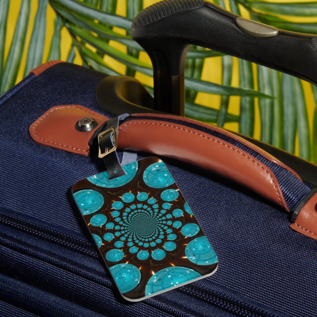 Create Your Own Blue Lights Kaleidoscope  Luggage Tag (Front Insitu 1)