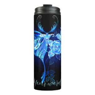 Create Your Own Blue Luna Moth & Roses Thermal Tumbler