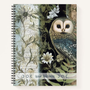 Create Your Own Blue Owl Floral Botanical Notebook