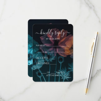 Create Your Own - Blue Pink X-Ray Wildflowers RSVP Card
