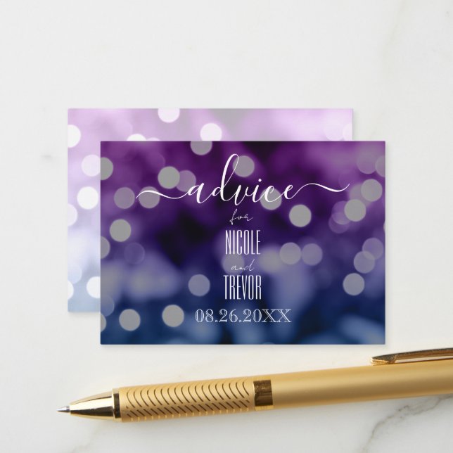 Create Your Own Blue Purple Bokeh Advice Card (Front/Back In Situ)