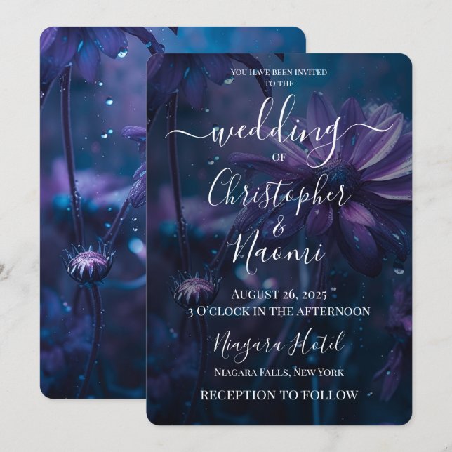 Create Your Own Blue & Purple Wildflowers Wedding Invitation (Front/Back)